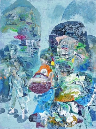 雨送圖（重彩）  179×133厘米  2007年 石 虎