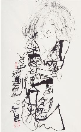  美在不是而是（國(guó)畫）  76×48厘米  2013年  石 虎