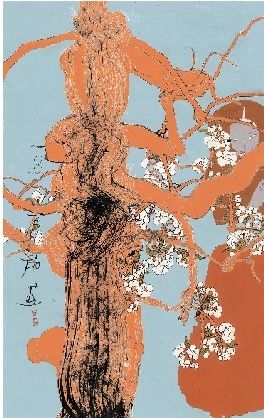棠梨奪目（油畫）  106×67.5厘米  2001年 石 虎