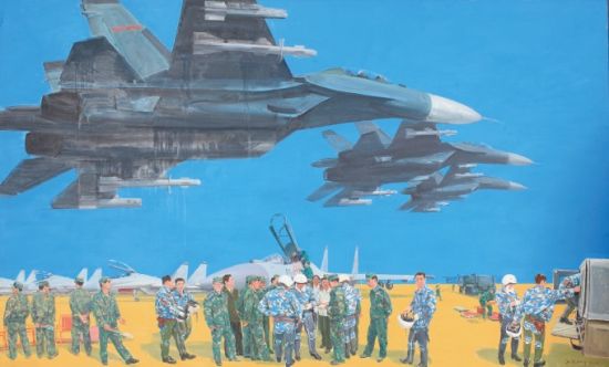 中国空军油画图片