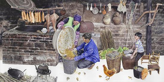 《盘中餐》内页,于虹呈保存了哈尼农民用竹篓保温育苗的传统方式.