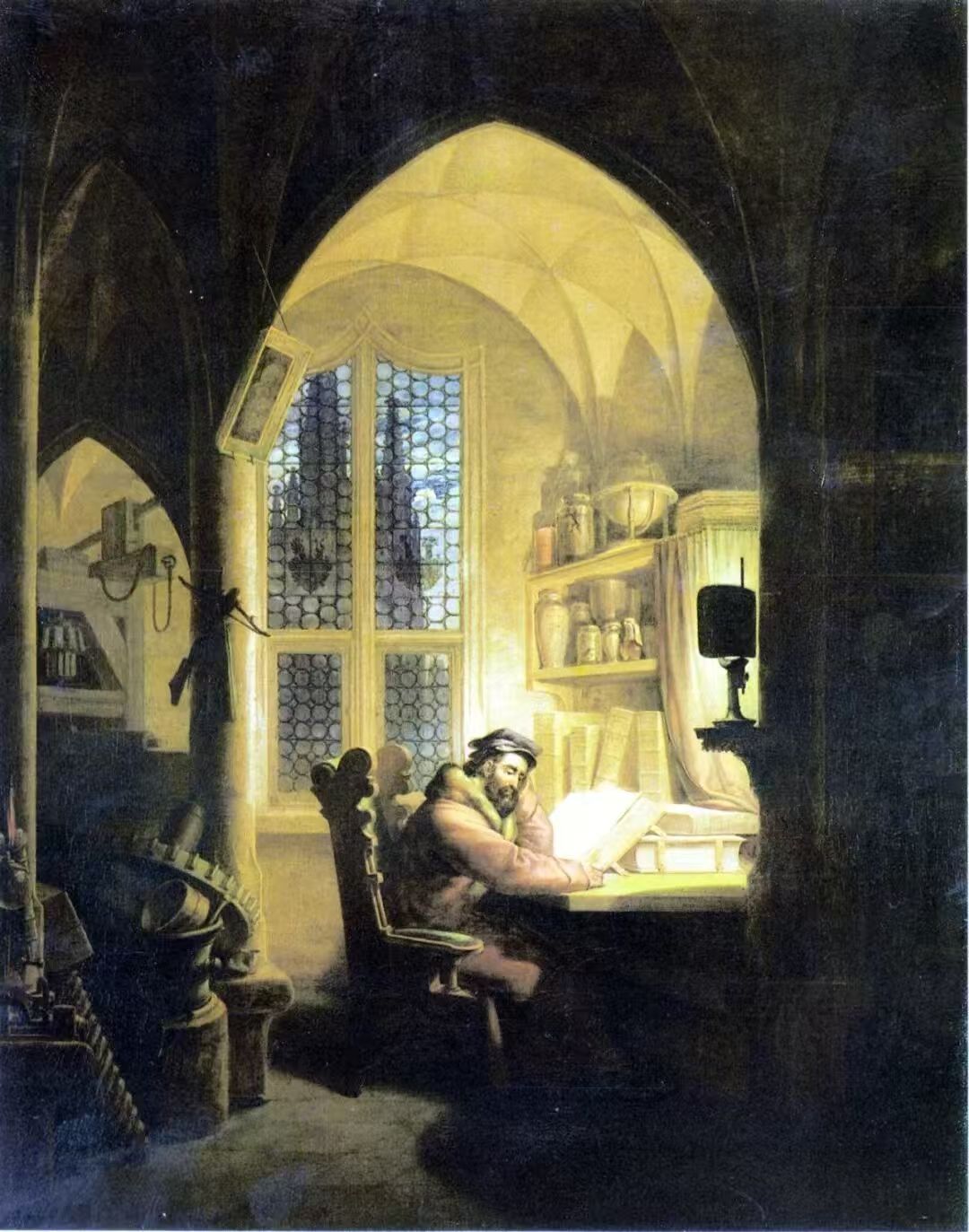 《浮士德在书斋》，1829年，Georg Friedrich Kersting